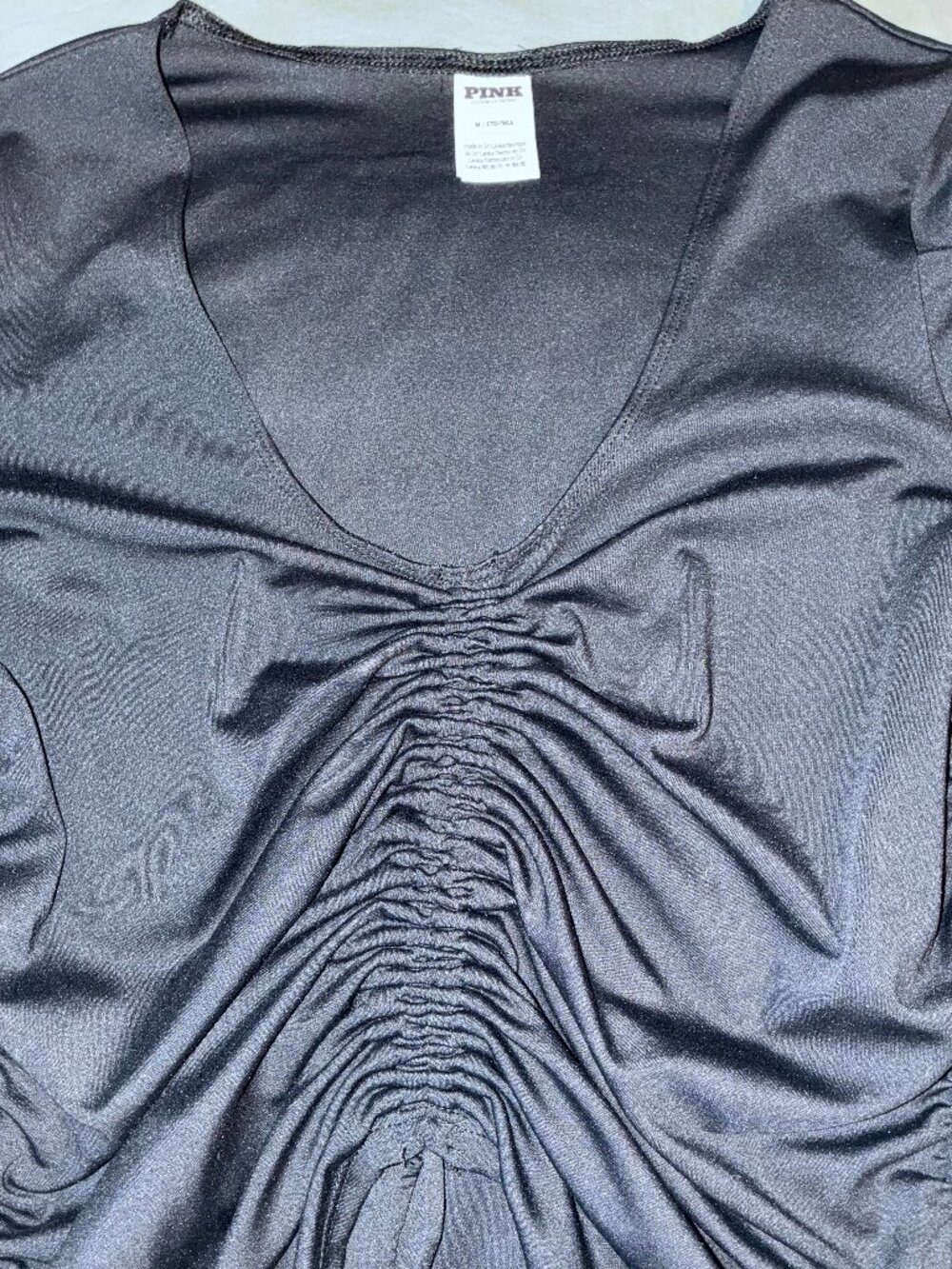 PINK by Victoria's Secret Black Ruched Long Sleeve Top size Medium